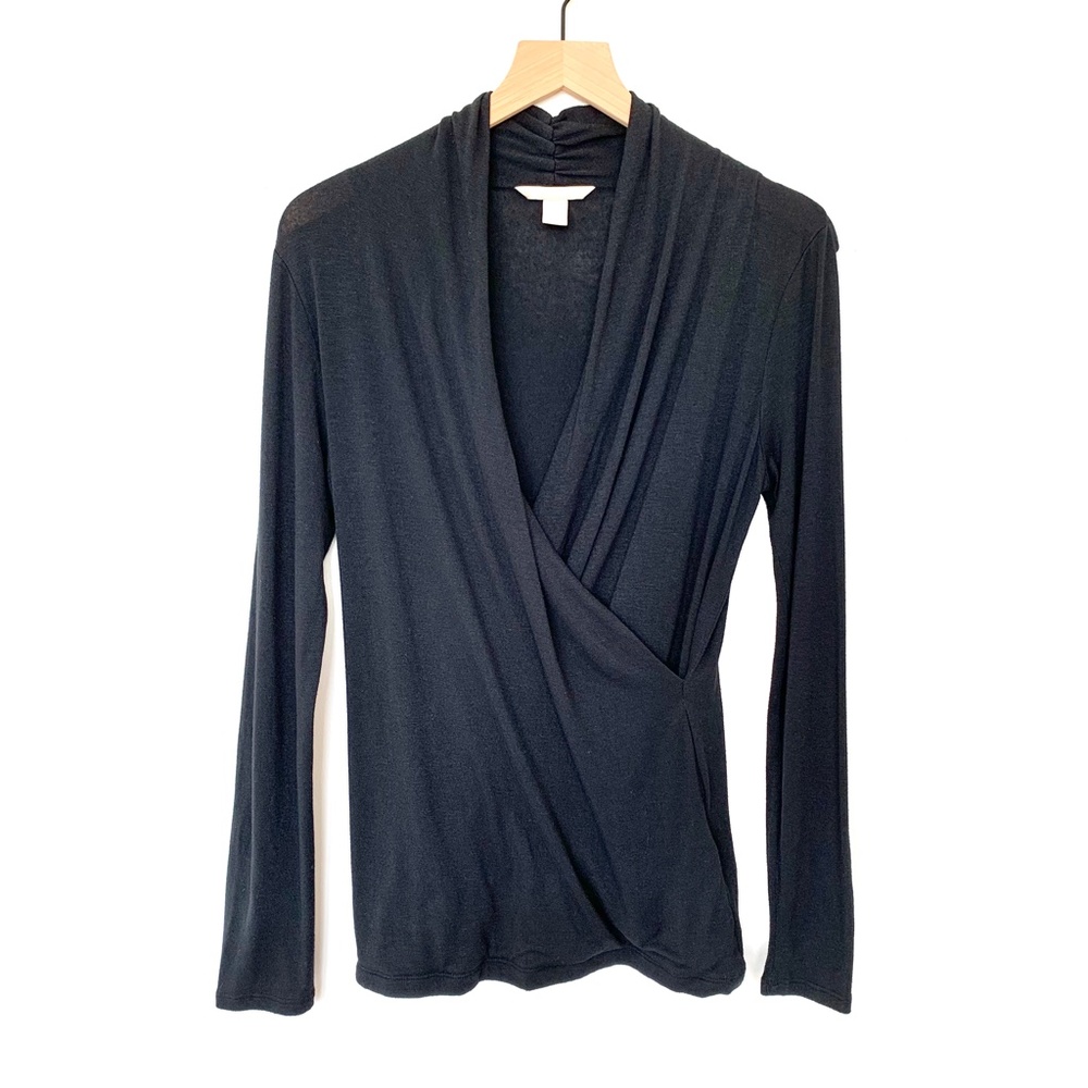 Tex MaxAzria Black V-Neck Wrap Front Sweater